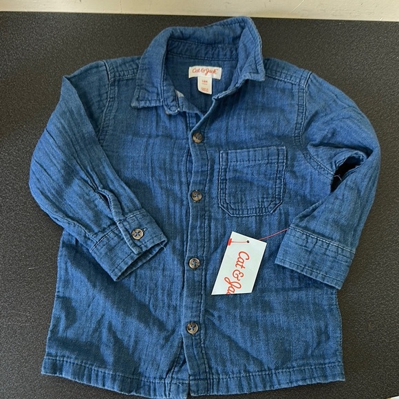 Cat & Jack Blue Button Down Shirt Classic Style - Picture 1 of 3